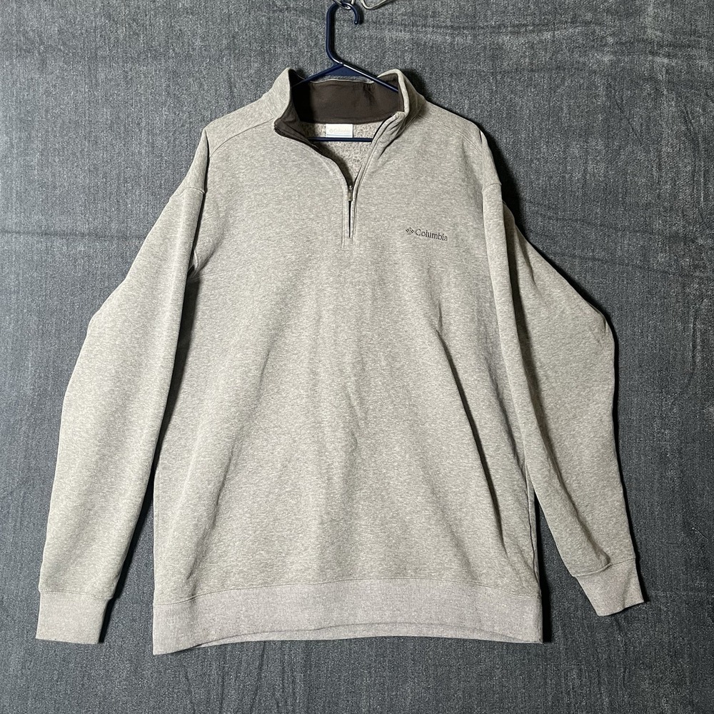Columbia Pullover Mens Extra Large XL Gray Fleece 1/4 Zip Sweatshirt Mock Neck
